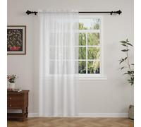GFCC Voile Curtains, 90 Drop 1 Panel White Net Curtains for Windows Rod Pocket Sheer Curtain Semi Transparent Eyelet Sheer Curtain Panel for Bedroom Kitcken Living Room W60xL90 Inch (152 x 228cm)