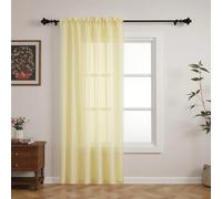 GFCC Voile Curtains, 90 Drop 1 Panel Yellow Net Curtains for Windows Rod Pocket Sheer Curtain Semi Transparent Eyelet Sheer Curtain Panel for Bedroom Kitcken Living Room W60xL90 Inch (152 x 228cm)