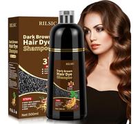 GFEUGS 500ML Dark Brown Hair Dye Shampoo, Colour Shampoo 3 in 1 for Grey Hair Beard Coverage - Instant Color Shampoos for Women Men - Natural - Long Lasting - Dye Coloring in Minutes (Dark Brown)