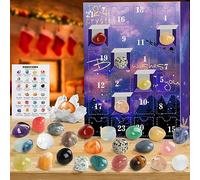GFEUGS Advent Calendar 2025 Crystals, 24 Days Natural Crystal Minerals & Fossils Gemstones Christmas Countdown Advent Calendars for Kids,Enthusiasts Rock Collection Gifts for Boys Girls Adult Xmas