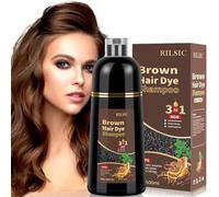 GFEUGS Brown Hair Dye Shampoo, Colour Shampoos 3 in 1 for Grey Hair Beard Coverage - Instant Color Shampoo for Women Men - Long Lasting - Dye Coloring in Minutes (Brown, 500ML)