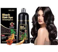 GFEUGS Hair Dye Shampoo 3 in 1 for Grey Hair Coverage - Instant Colour Shampoo for Women Men, Natural Color - Long Lasting - Coloring in Minutes (Natural Black, 500ML)
