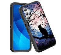 GFEWYTJYJ for Galaxy S25 FE Case,Shockproof 3-Layer Full Body Protection Rugged Heavy Duty High Impact Hard Cover Case for Samsung Galaxy S25 FE 6.7 inch 2025,Black Cat Moonlight
