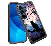 GFEWYTJYJ for Galaxy S26 Case,Shockproof 3-Layer Full Body Protection Rugged Heavy Duty High Impact Hard Cover Case for Samsung Galaxy S26 6.3 inch 2026,Black Cat Moonlight