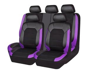 GFFLH Car Seat Cover Sets for Nissan Qashqai J11 2016 2017 2018, Full Sets Seat Covers PU Leather Seat Front Rear Cushion Waterproof Protector Accessories,Purple