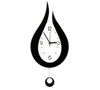 GFFTYX 20.4 Inch Large Silent Modern Decoration Wall Clock with Pendulum Arabic Numerals Water Drop Battery Operation for Home Living Room Bedroom (Black+white)