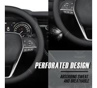 GFGJYK Carbon Fiber Leather Steering Wheel Cover for Audi A4 Limousine B9 8W I 2015-2024, Soft Anti-slip, Breathable Comfortable & Durable, Stylish Car Interior Accessory,D-Shape