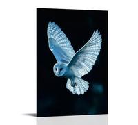 GFGPSALZU A Barn Owl Gliding Across The Night, Its Wings Swept with Luminous White Oil Strokes over Navy Silence. Fashionable Wall Decor - Hanging Art Poster And Mural24x36inch(60x90cm)