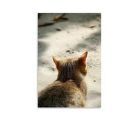 GFGPSALZU A Cat Head Turned Back on Soft Sand Fashionable Wall Decor - Hanging Art Poster And Mural20x30inch(50x75cm)