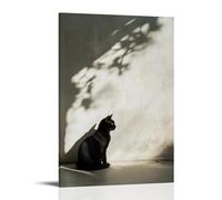GFGPSALZU A Cat Sitting in Corner Shadow on Linen White Fashionable Wall Decor - Hanging Art Poster And Mural24x36inch(60x90cm)