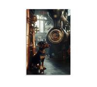 GFGPSALZU A Dachsund Engineer Measuring Copper Pipes in A Steam-powered Factory Interior Fashionable Wall Decor - Hanging Art Poster And Mural20x30inch(50x75cm)