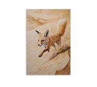 GFGPSALZU A Desert Fox Running Across Windswept Dunes, Its Tail Trailing behind on A Soft Peach Canvas. Fashionable Wall Decor - Hanging Art Poster And Mural08x12inch(20x30cm)