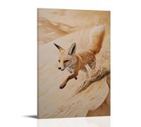GFGPSALZU A Desert Fox Running Across Windswept Dunes, Its Tail Trailing behind on A Soft Peach Canvas. Fashionable Wall Decor - Hanging Art Poster And Mural20x30inch(50x75cm)