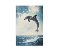 GFGPSALZU A Dolphin Breaching Toward The Sky, The Arc Brushed in Ocean Blues on A Background of Infinite Calm. Fashionable Wall Decor - Hanging Art Poster And Mural24x36inch(60x90cm)