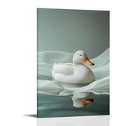 GFGPSALZU A Duck Floating Calmly in Invisible Water, Framed by Eggshell White, Orange Beak Tilted Downward Fashionable Wall Decor - Hanging Art Poster And Mural08x12inch(20x30cm)