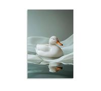 GFGPSALZU A Duck Floating Calmly in Invisible Water, Framed by Eggshell White, Orange Beak Tilted Downward Fashionable Wall Decor - Hanging Art Poster And Mural20x30inch(50x75cm)