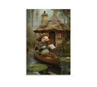 GFGPSALZU A Duck Postman Delivering Hand-sealed Envelopes to Lily Pad Cottages by Canoe Fashionable Wall Decor - Hanging Art Poster And Mural24x36inch(60x90cm)