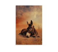 GFGPSALZU A Faithful Donkey Resting Under A Wide Apricot Sky, Embodiment of Patience in A World Rushing By. Fashionable Wall Decor - Hanging Art Poster And Mural20x30inch(50x75cm)