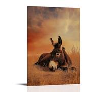 GFGPSALZU A Faithful Donkey Resting Under A Wide Apricot Sky, Embodiment of Patience in A World Rushing By. Fashionable Wall Decor - Hanging Art Poster And Mural12x18inch(30x45cm)