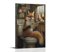 GFGPSALZU A Fox Sips Coffee on The Toilet While Reading Gossip About Rival Hens in The Coop. Fashionable Wall Decor - Hanging Art Poster And Mural20x30inch(50x75cm)