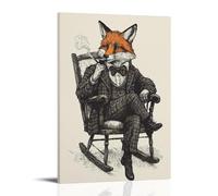 GFGPSALZU A Fox Smoking A Pipe on A Rocking Chair, Dressed in Tweed And Illustrated in Pen-and-ink Fashionable Wall Decor - Hanging Art Poster And Mural16x24inch(40x60cm)