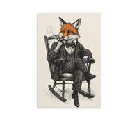 GFGPSALZU A Fox Smoking A Pipe on A Rocking Chair, Dressed in Tweed And Illustrated in Pen-and-ink Fashionable Wall Decor - Hanging Art Poster And Mural12x18inch(30x45cm)
