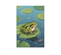 GFGPSALZU A Frog Squatting on A Lotus Leaf, Eyes Looking at The Water Fashionable Wall Decor - Hanging Art Poster And Mural12x18inch(30x45cm)