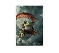 GFGPSALZU A Frog Wearing A Glider Harness Flying through Tropical Storm Clouds. Fashionable Wall Decor - Hanging Art Poster And Mural20x30inch(50x75cm)