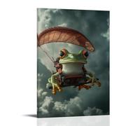 GFGPSALZU A Frog Wearing A Glider Harness Flying through Tropical Storm Clouds. Fashionable Wall Decor - Hanging Art Poster And Mural20x30inch(50x75cm)