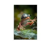 GFGPSALZU A Frog with A Helmet Does A Kickflip over A Lily Pad, Water Droplets Suspended Around. Fashionable Wall Decor - Hanging Art Poster And Mural08x12inch(20x30cm)