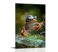GFGPSALZU A Frog with A Helmet Does A Kickflip over A Lily Pad, Water Droplets Suspended Around. Fashionable Wall Decor - Hanging Art Poster And Mural16x24inch(40x60cm)