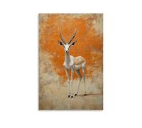 GFGPSALZU A Gazelle Stands Poised on A Flat Terracotta Background, Horns Arching Like Desert Poetry in Minimalist Form. Fashionable Wall Decor - Hanging Art Poster And Mural12x18inch(30x45cm)