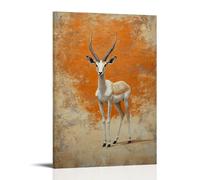 GFGPSALZU A Gazelle Stands Poised on A Flat Terracotta Background, Horns Arching Like Desert Poetry in Minimalist Form. Fashionable Wall Decor - Hanging Art Poster And Mural20x30inch(50x75cm)
