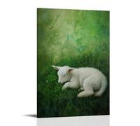 GFGPSALZU A Gentle Lamb Napping on A Sprawling Field of Early Spring Green, Cradled by The Silence of New Life. Fashionable Wall Decor - Hanging Art Poster And Mural08x12inch(20x30cm)