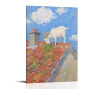 GFGPSALZU A Goat on The Roof, Eating Weeds on The Roof Fashionable Wall Decor - Hanging Art Poster And Mural16x24inch(40x60cm)