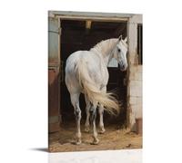 GFGPSALZU A Horse Stands in The Stable, Swishing Its Tail Fashionable Wall Decor - Hanging Art Poster And Mural16x24inch(40x60cm)