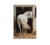 GFGPSALZU A Horse Stands in The Stable, Swishing Its Tail Fashionable Wall Decor - Hanging Art Poster And Mural24x36inch(60x90cm)