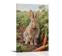 GFGPSALZU A Rabbit Perked Ears, Squatting in A Carrot Field Fashionable Wall Decor - Hanging Art Poster And Mural08x12inch(20x30cm)