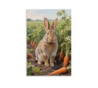 GFGPSALZU A Rabbit Perked Ears, Squatting in A Carrot Field Fashionable Wall Decor - Hanging Art Poster And Mural12x18inch(30x45cm)