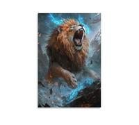 GFGPSALZU A Spirit Lion Roaring from Mountaintop Wrapped in Glowing Runes Fashionable Wall Decor - Hanging Art Poster And Mural08x12inch(20x30cm)