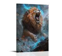 GFGPSALZU A Spirit Lion Roaring from Mountaintop Wrapped in Glowing Runes Fashionable Wall Decor - Hanging Art Poster And Mural08x12inch(20x30cm)