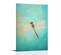 GFGPSALZU A Vibrant Dragonfly Hovering Weightlessly Against A Soft Teal Background, Wings Whispering Secrets of Summer Air. Fashionable Wall Decor - Hanging Art Poster And Mural24x36inch(60x90cm)