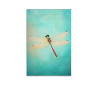 GFGPSALZU A Vibrant Dragonfly Hovering Weightlessly Against A Soft Teal Background, Wings Whispering Secrets of Summer Air. Fashionable Wall Decor - Hanging Art Poster And Mural24x36inch(60x90cm)