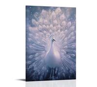 GFGPSALZU A White Peacock Spreading Its Feathers Under Soft Pearlescent Light, Centered on A Misty Backdrop. Fashionable Wall Decor - Hanging Art Poster And Mural20x30inch(50x75cm)