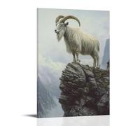 GFGPSALZU A Wild Goat Standing Atop Rocky Cliffs, Beard Fluttering Under A Muted Ash-blue Sky of Solitude. Fashionable Wall Decor - Hanging Art Poster And Mural24x36inch(60x90cm)