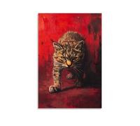 GFGPSALZU A Wildcat Crouches Ready on A Maroon Ground, Body Tensed in Eternal Almost-movement. Fashionable Wall Decor - Hanging Art Poster And Mural08x12inch(20x30cm)