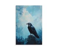 GFGPSALZU A Wise Black Raven Perched Quietly Under A Faded Storm-blue Sky, An Ancient Soul Waiting in Patient Solitude. Fashionable Wall Decor - Hanging Art Poster And Mural12x18inch(30x45cm)