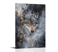 GFGPSALZU A Wolf Turning Its Head, Eyes Locked on Viewer, Body Fading Into Granite Gray Fashionable Wall Decor - Hanging Art Poster And Mural20x30inch(50x75cm)