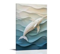 GFGPSALZU Abstract Origami-style Dolphin Floating Through Waves of Smooth Geometry. Fashionable Wall Decor - Hanging Art Poster And Mural24x36inch(60x90cm)
