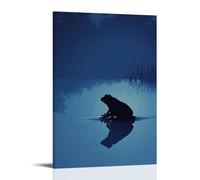 GFGPSALZU Abstractly Reduced Frog Silhouette Sitting in A Pond of Simple Blue Gradient Shapes Fashionable Wall Decor - Hanging Art Poster And Mural12x18inch(30x45cm)